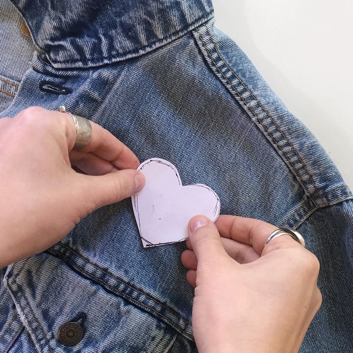 heart cutout on trucker jacket