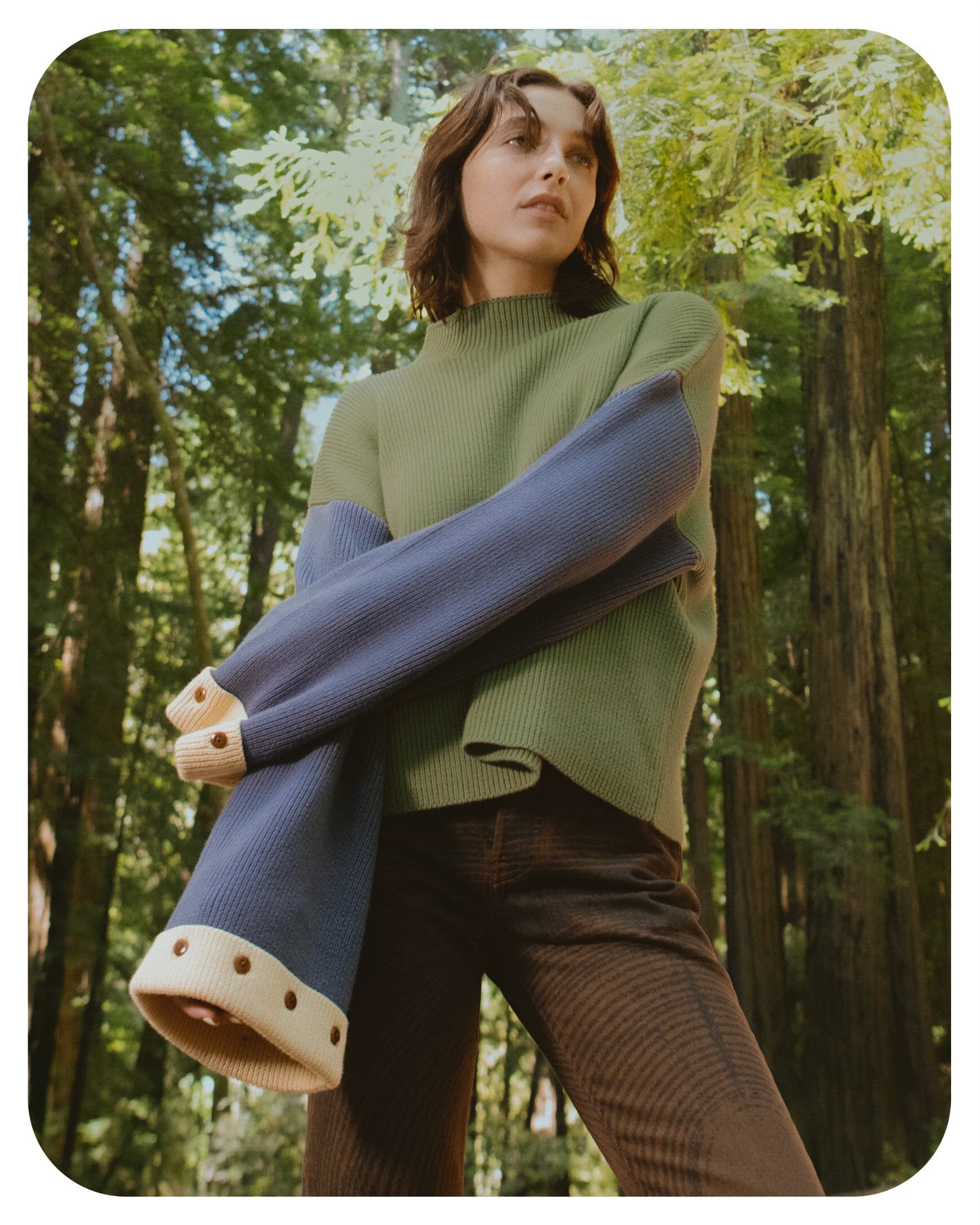 Images of woman wearing Levi's® clothing and posing in Northern California nature setting