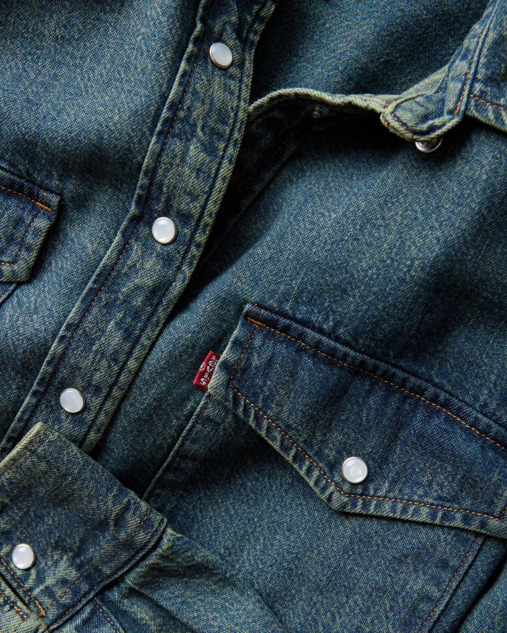 Closeup of denim shirt