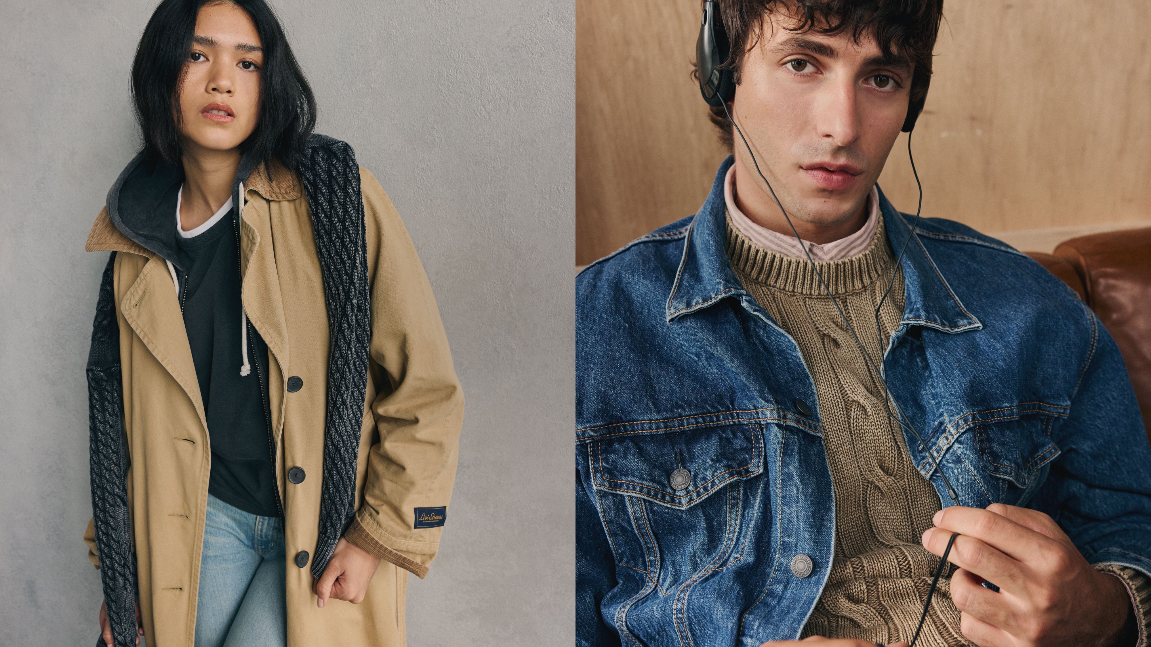 Model in women's tan trench coat