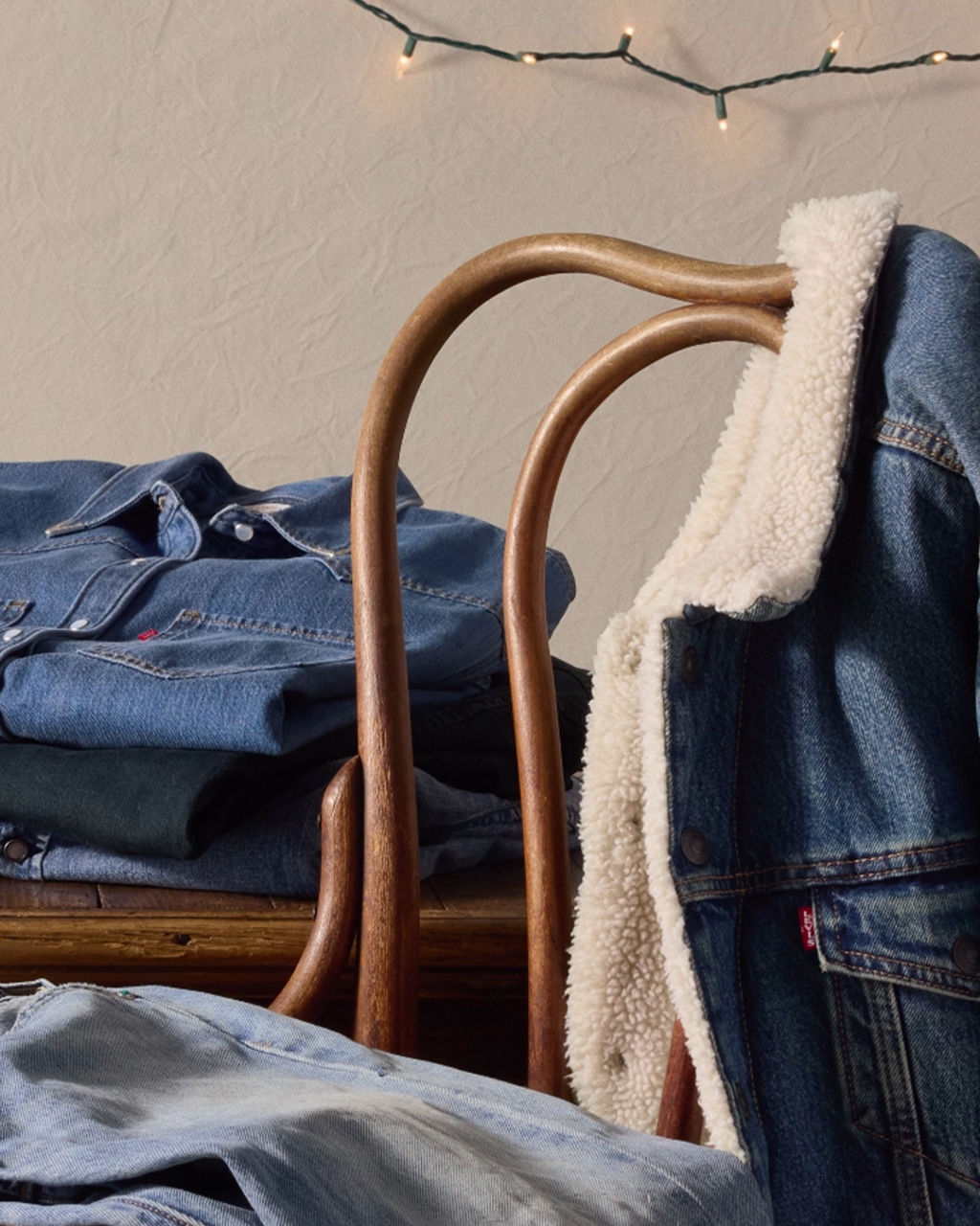 Stack of denim items 