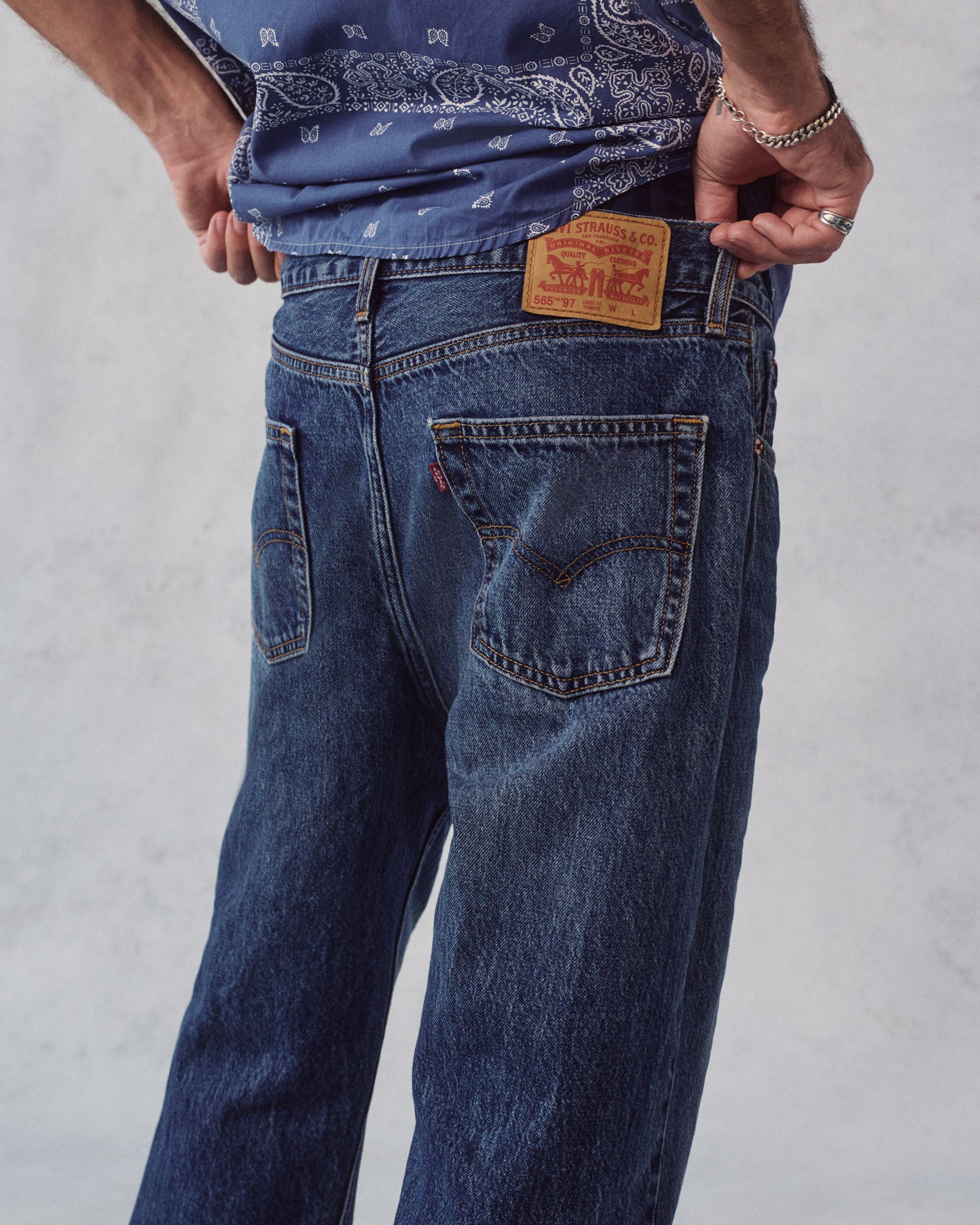 back shot model in jeans