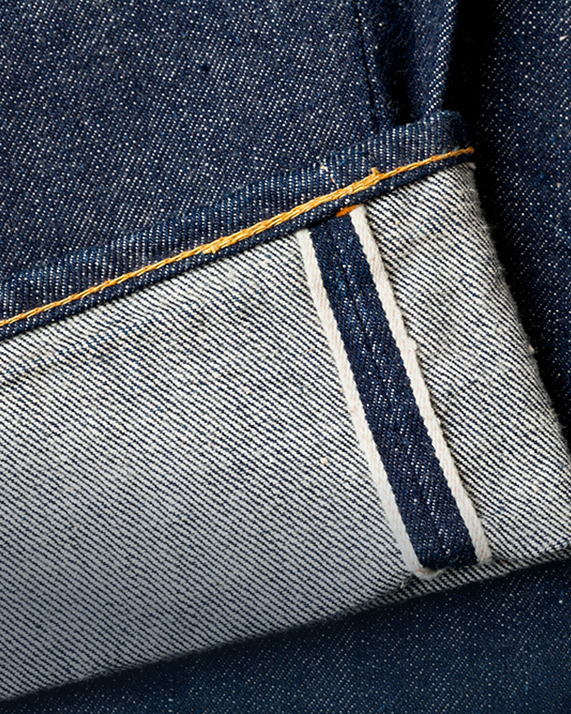 Closeup of selvedge denim strip 