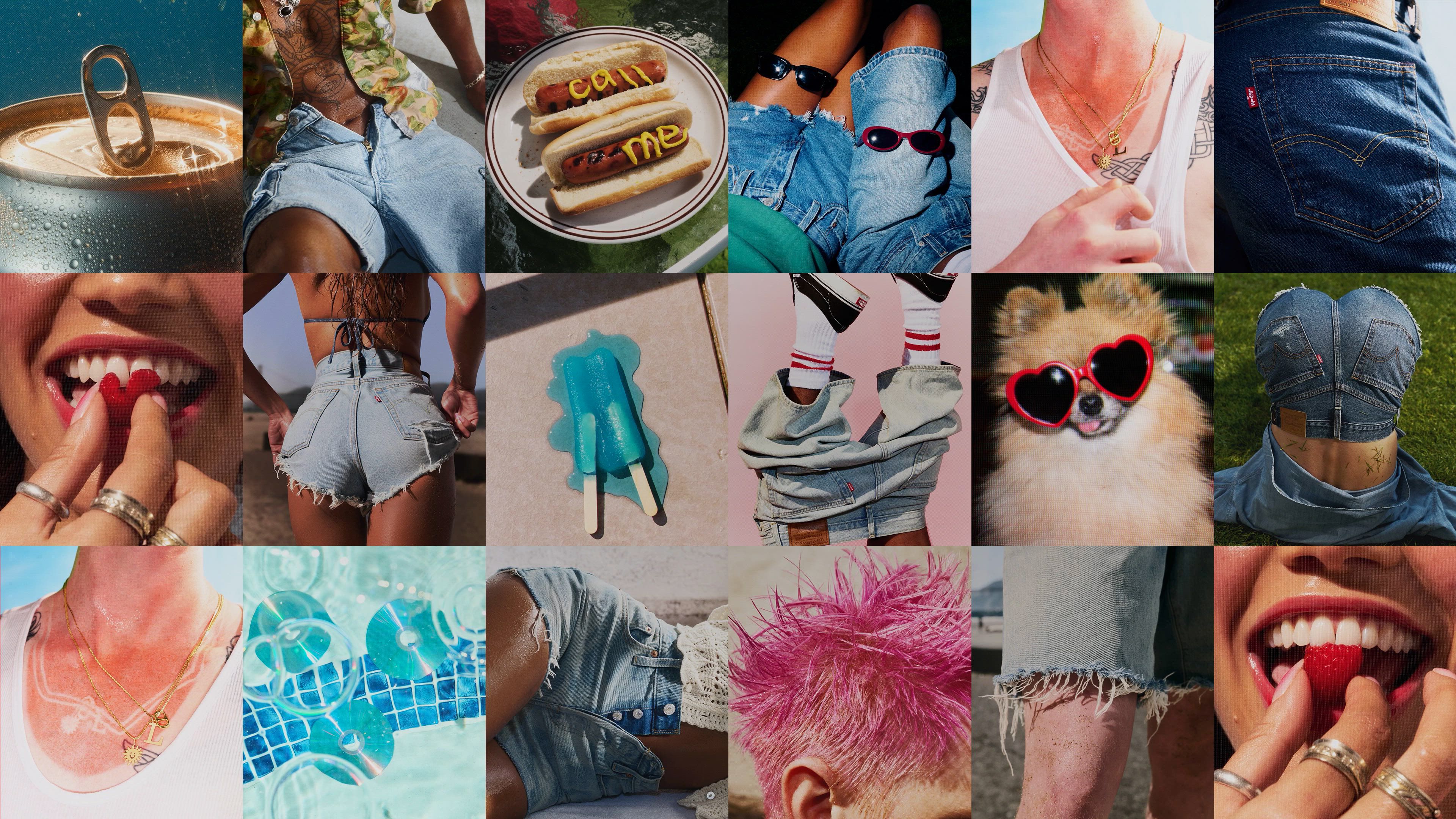 Image grid with shorts and summery things