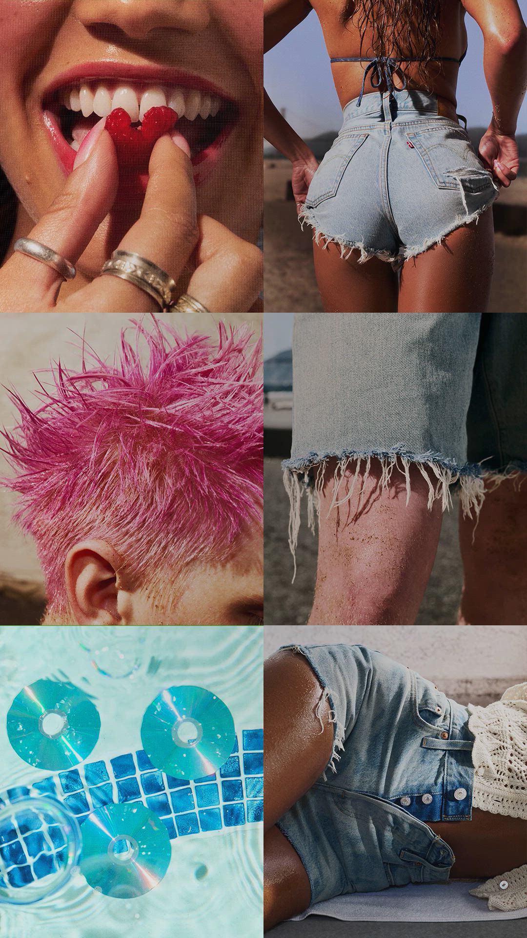 Image grid with shorts and summery things