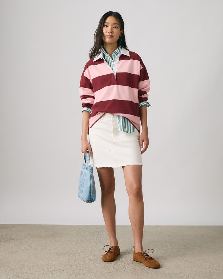 Rugby Shirt + Denim Skirt