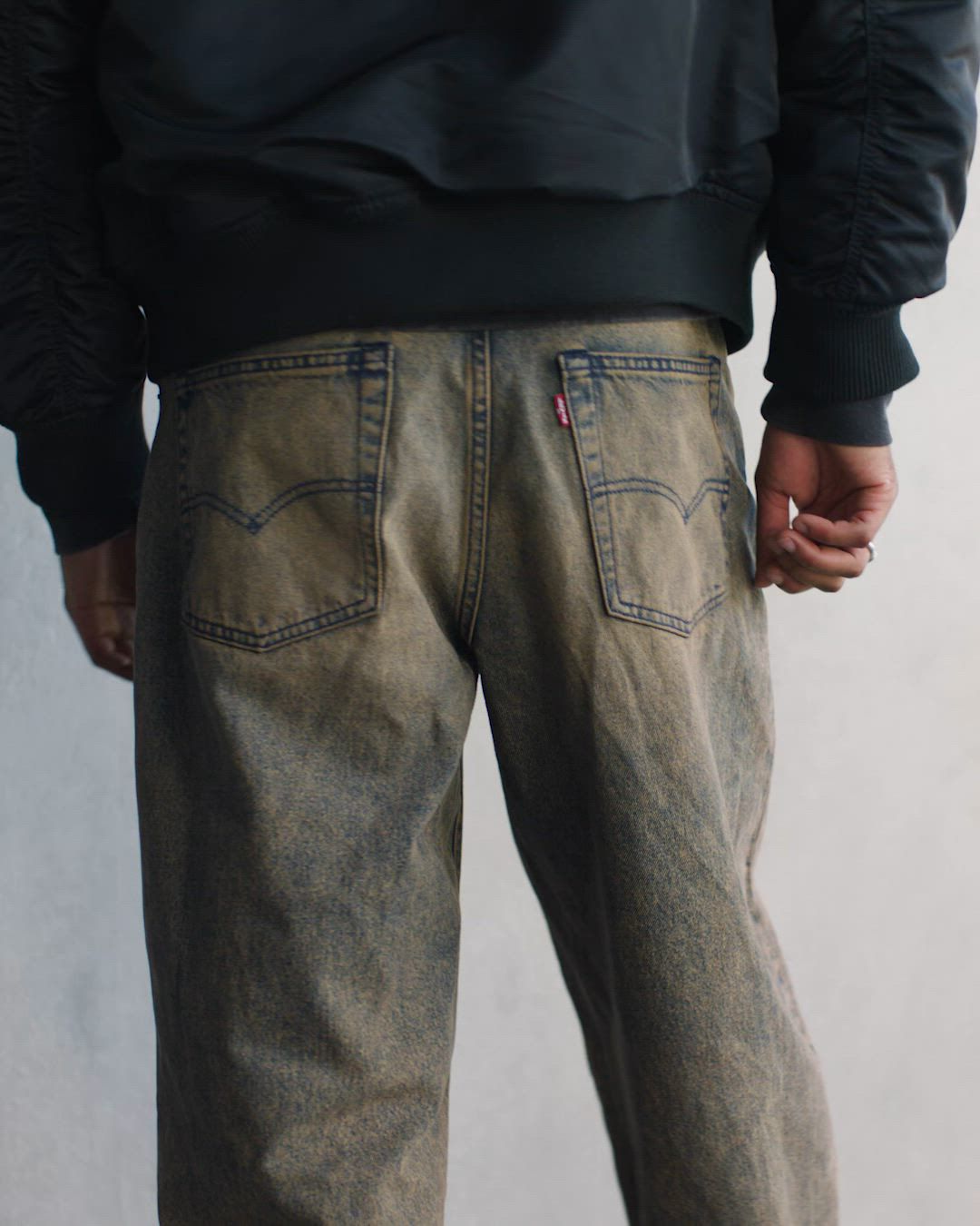 Black jacket and grunge pants fit 