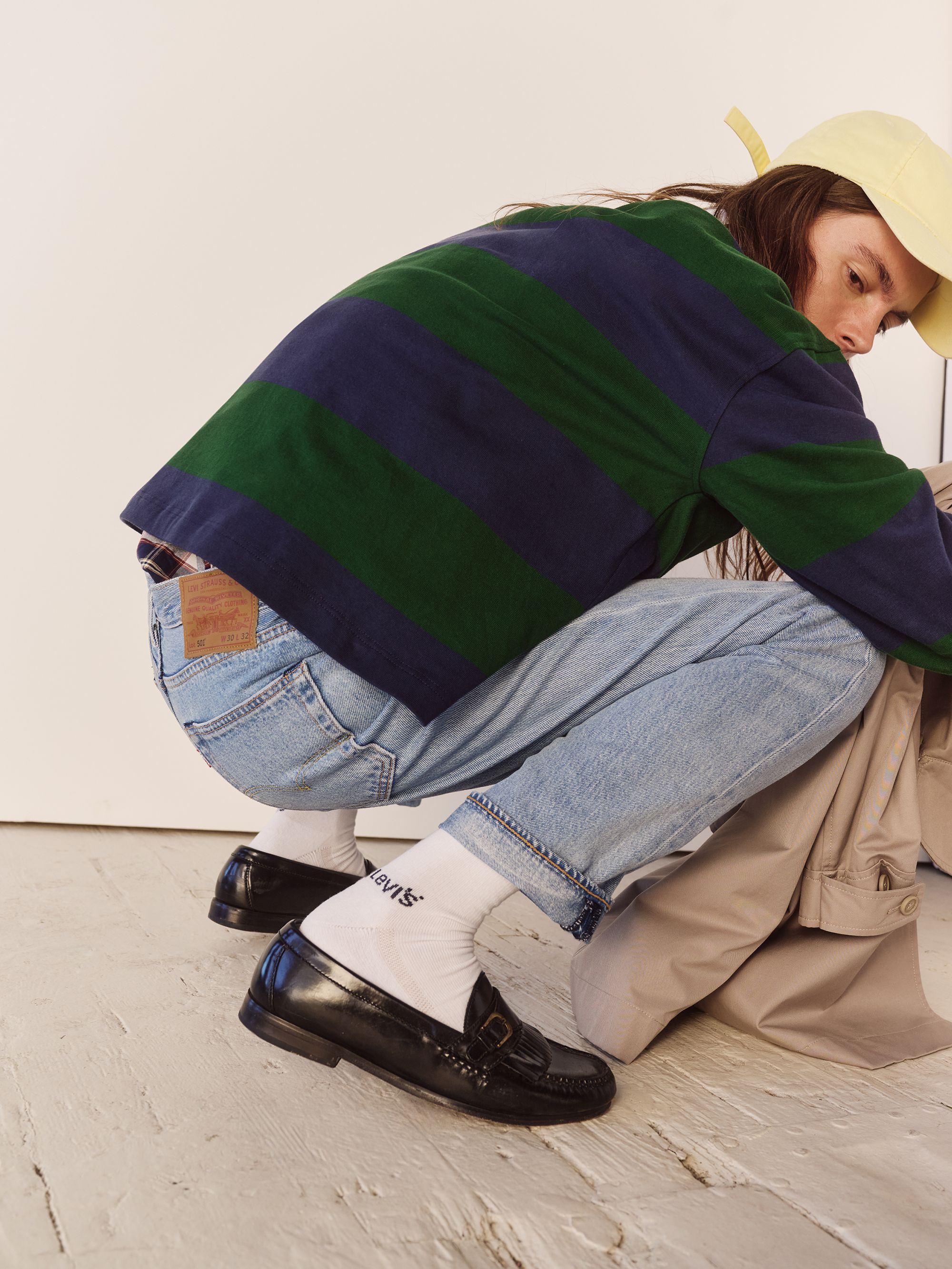 Model wearing 501 relaxed