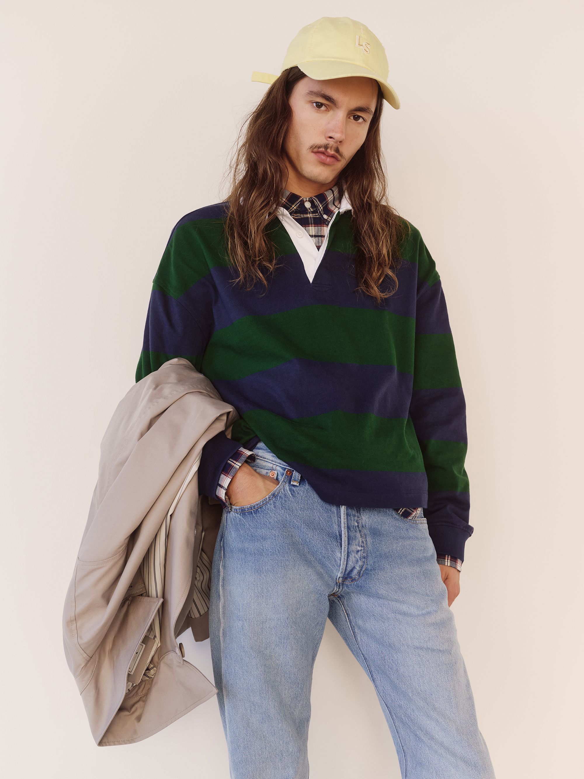 Model wearing Hudson boxy rugby