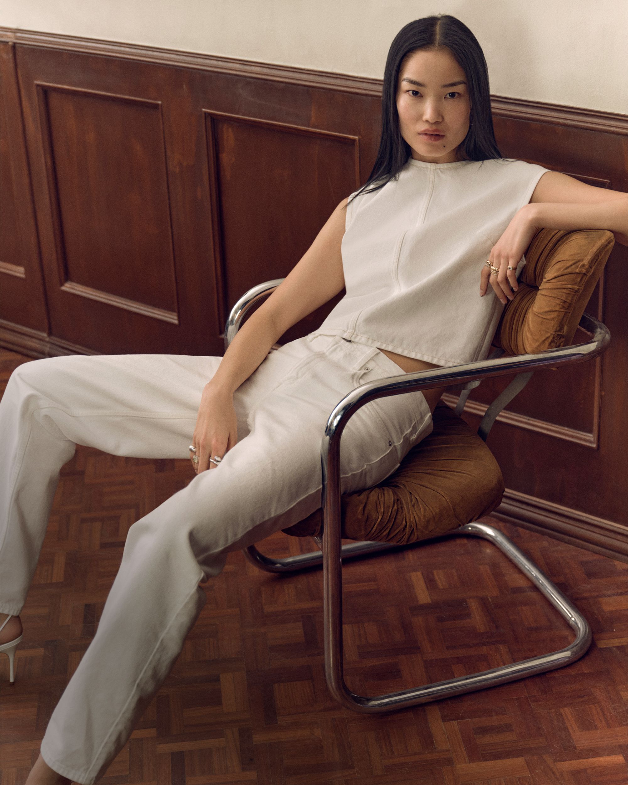 women's white denim outfit