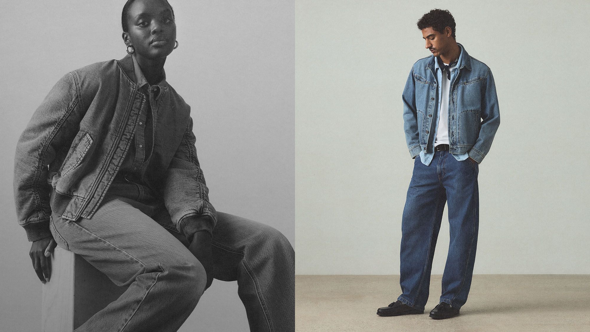 Models in new denim on denim styles