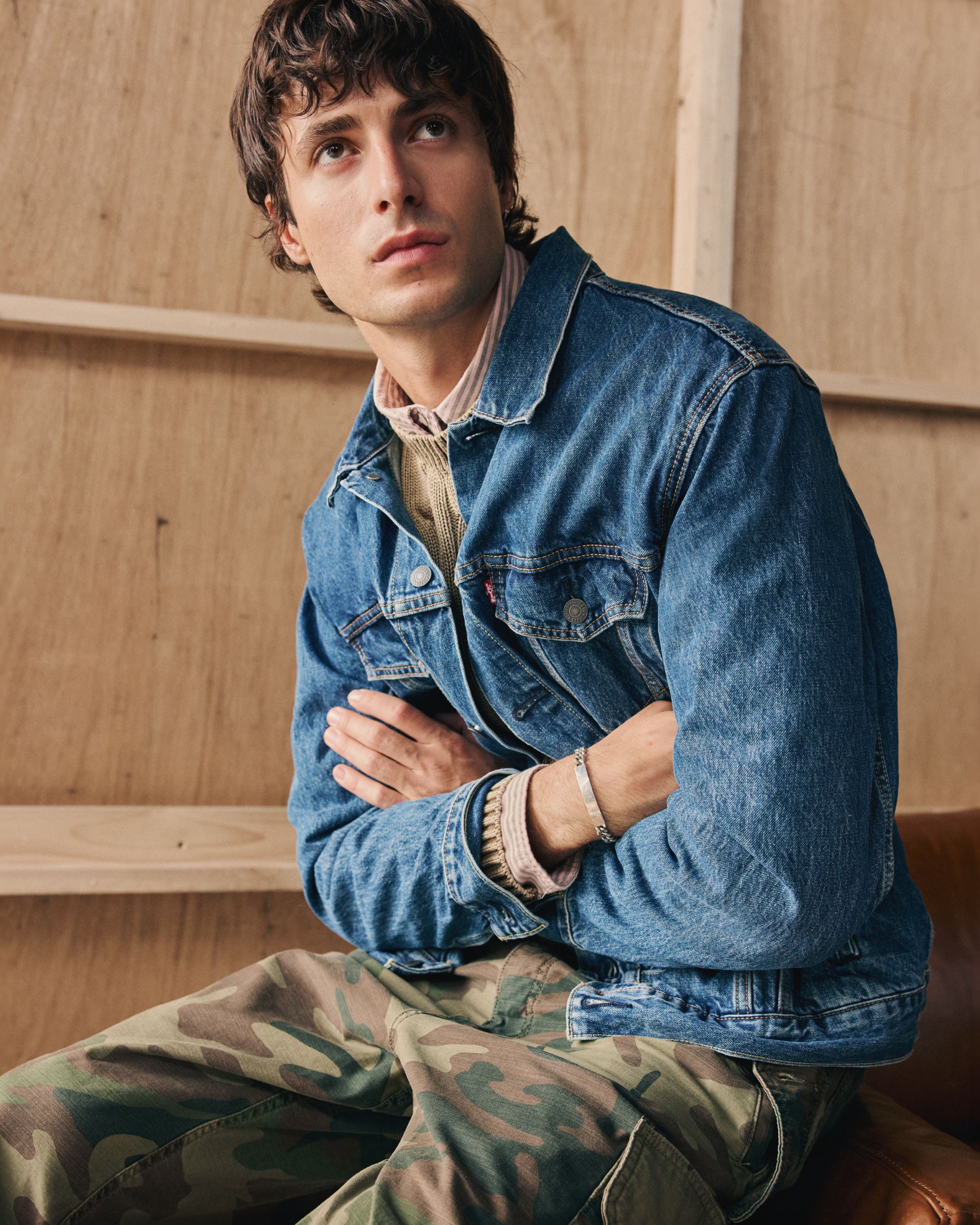 Model in men's Relaxed Trucker Jacket