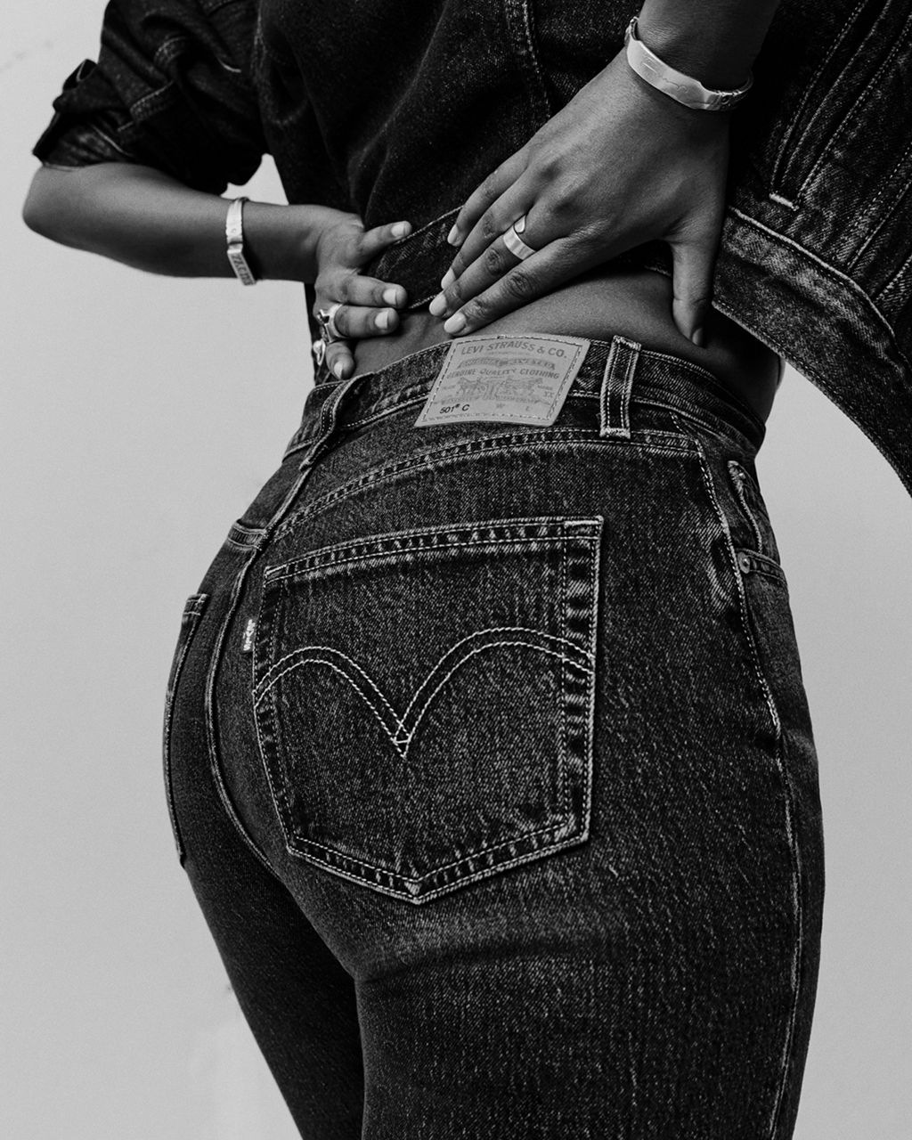 Black and white butt shot of the 501® Curve jeans