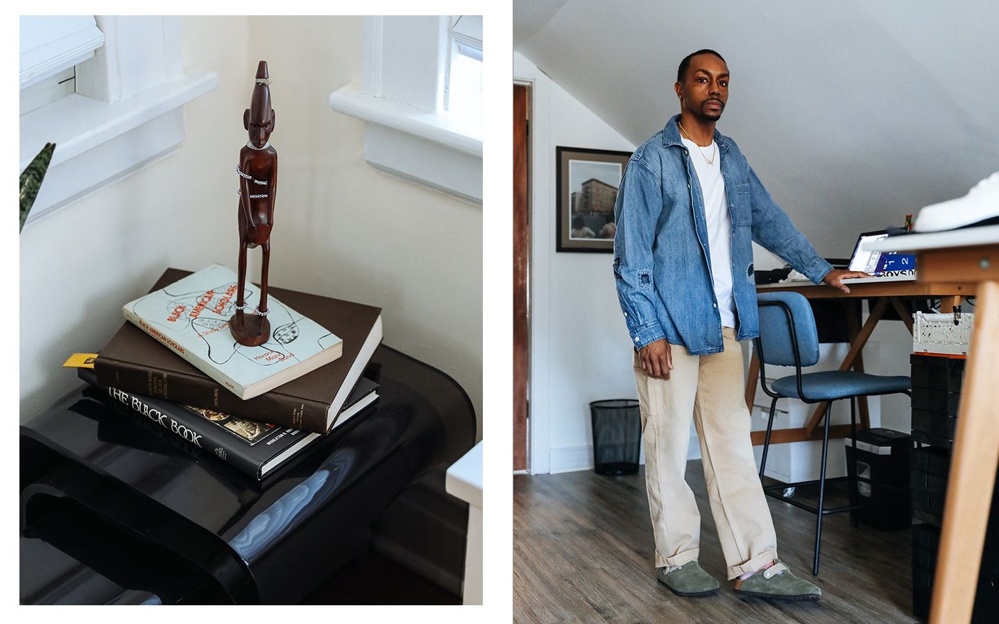 Photos of Adrian Walker in his home.