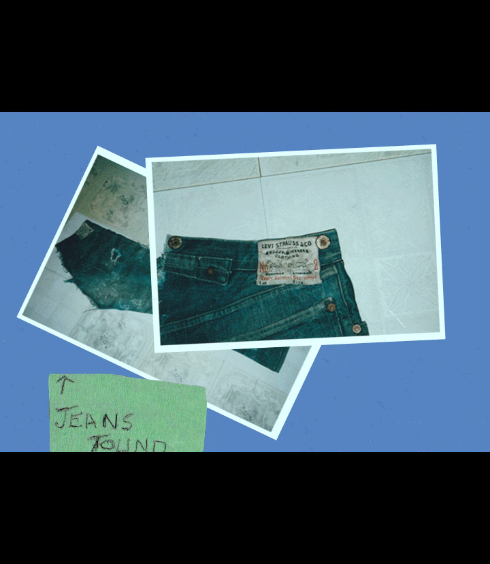 Two polaroids of jeans