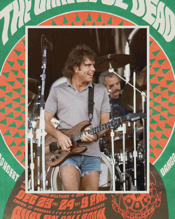 Images of different members of the Grateful dead playing guitar