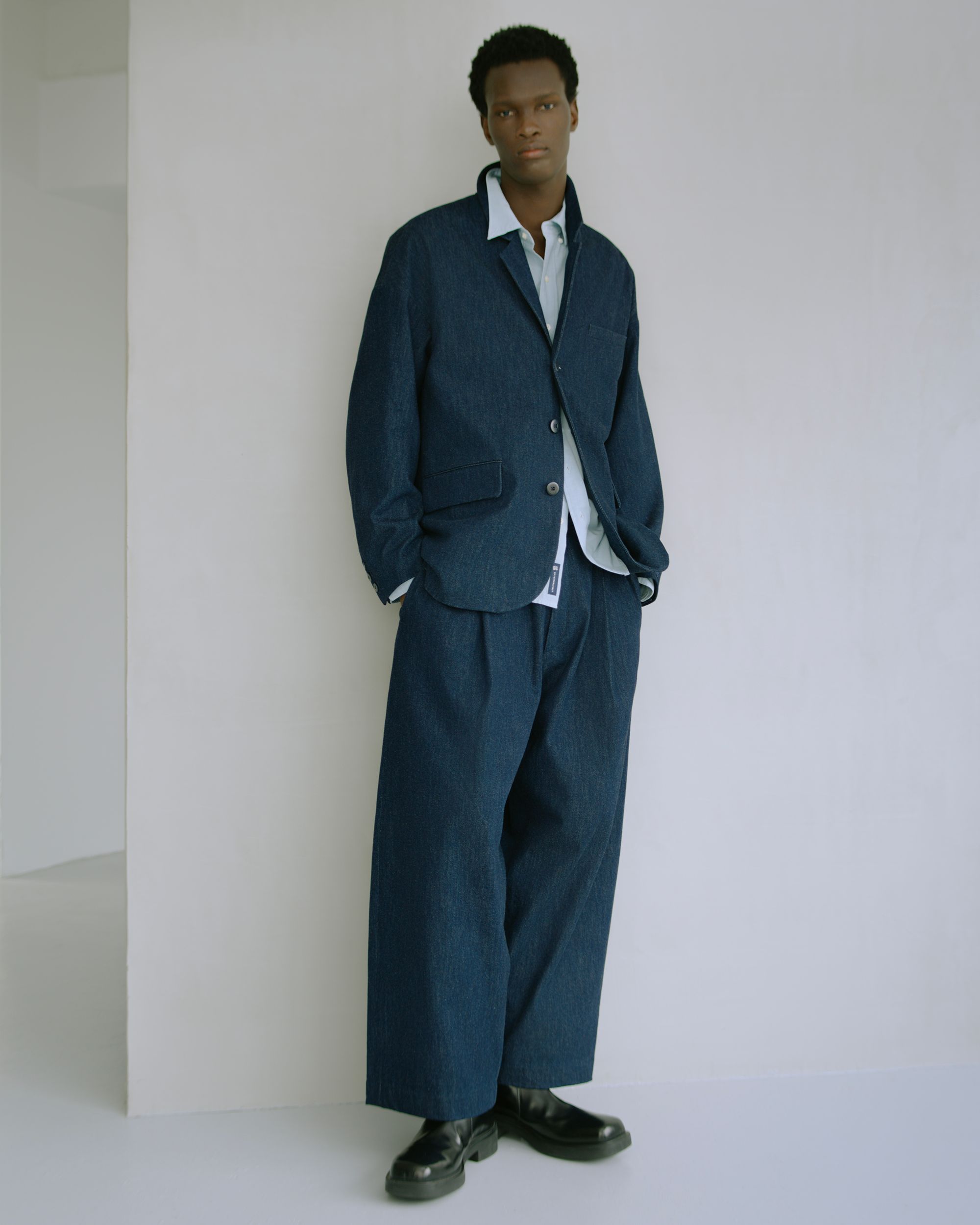 Denim Pleated Trousers