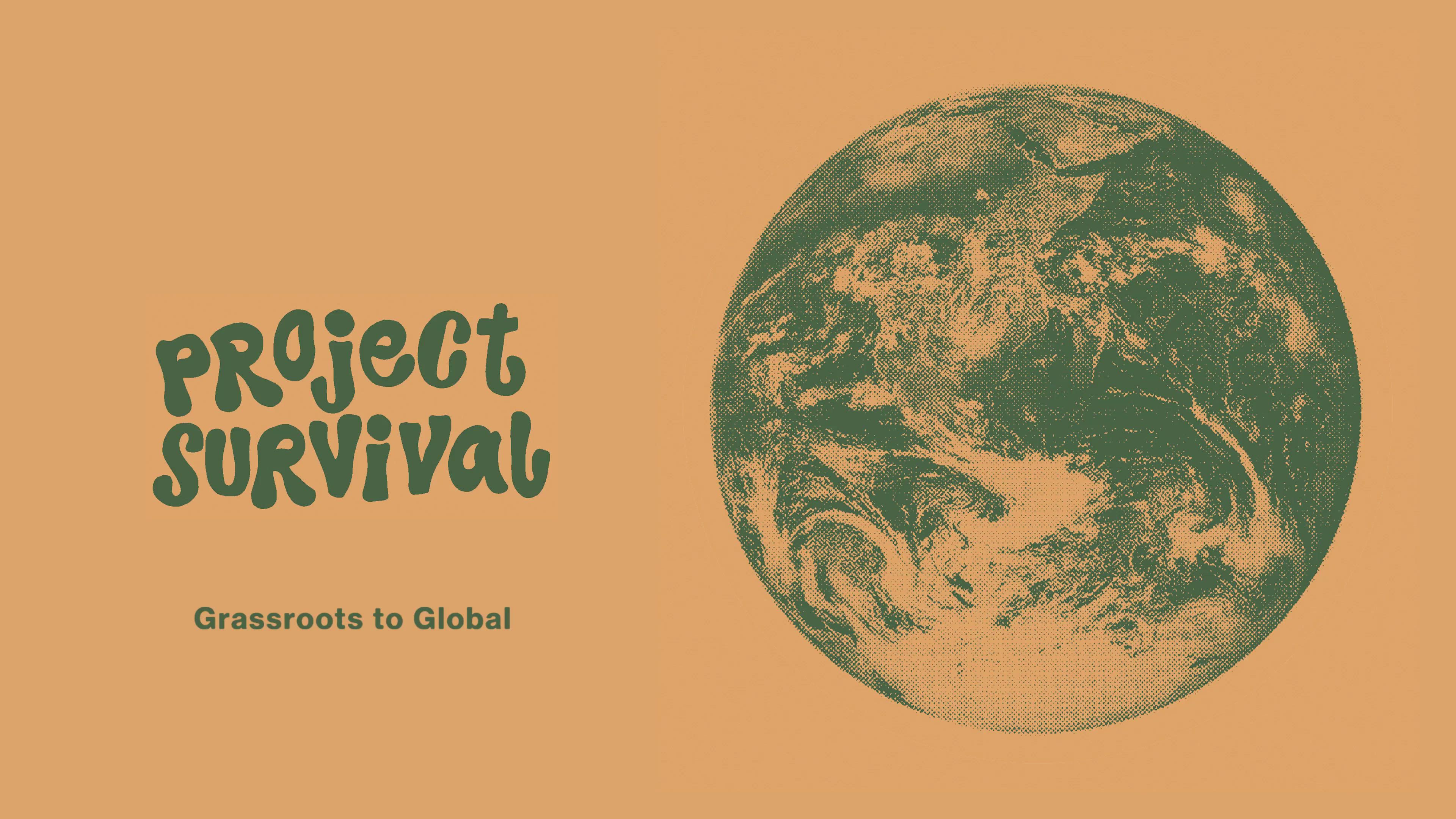 Illustrative Globe Spinning with Project Survival type at top