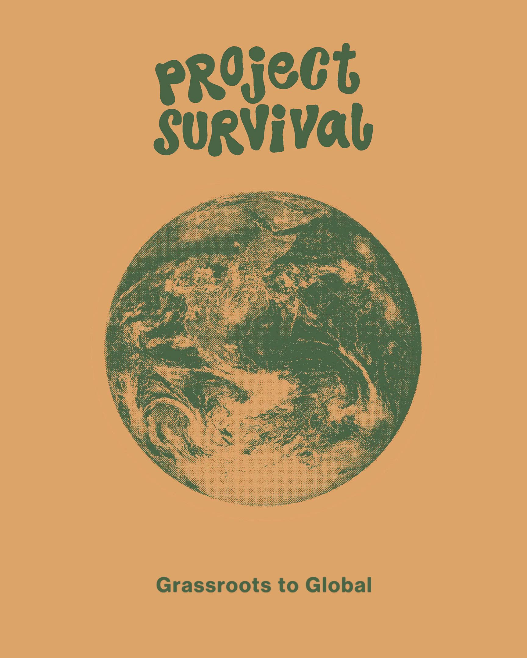 Illustrative Globe Spinning with Project Survival type at top