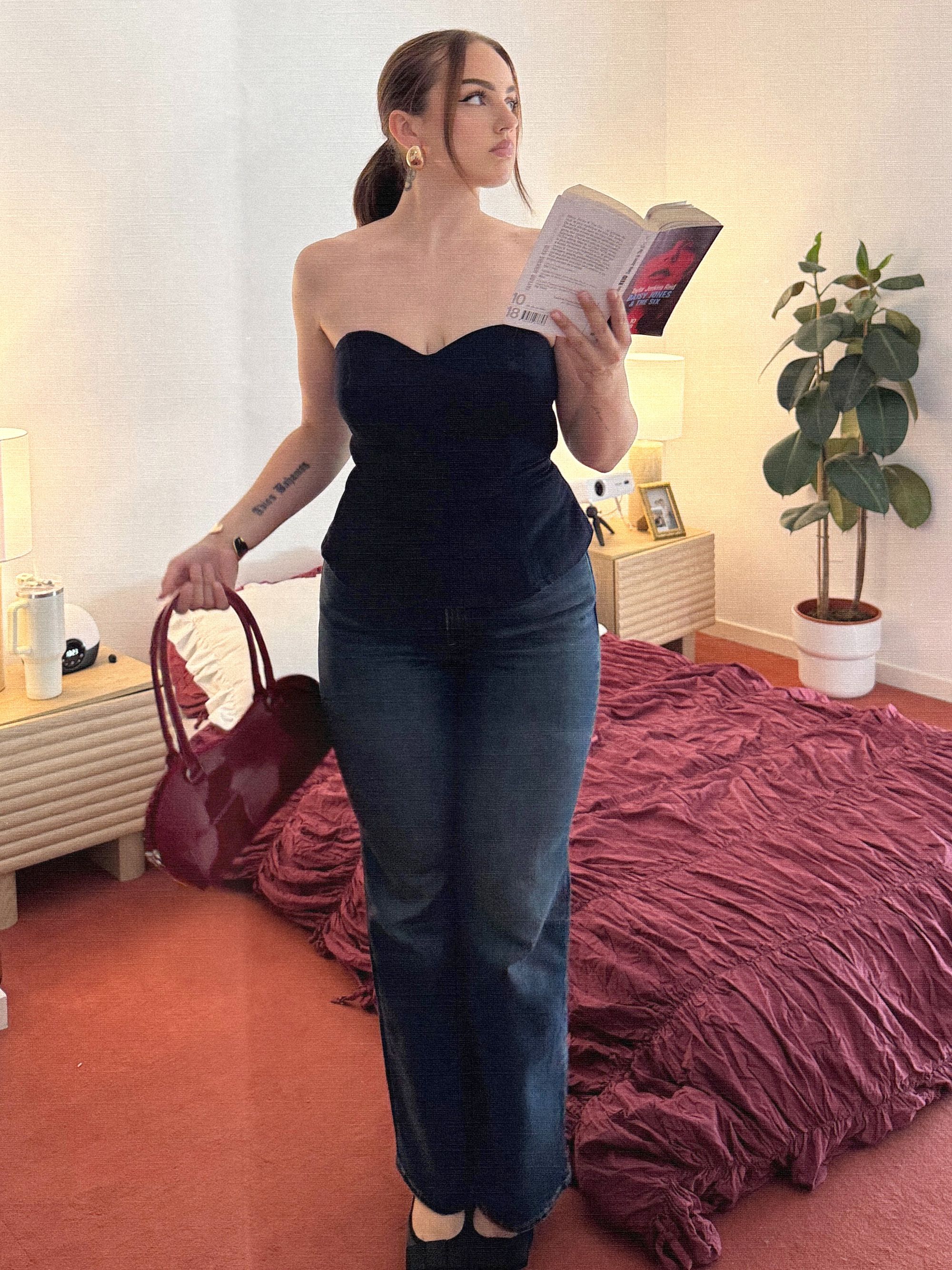 Sweetheart Bustier + Ribcage Slim Jeans