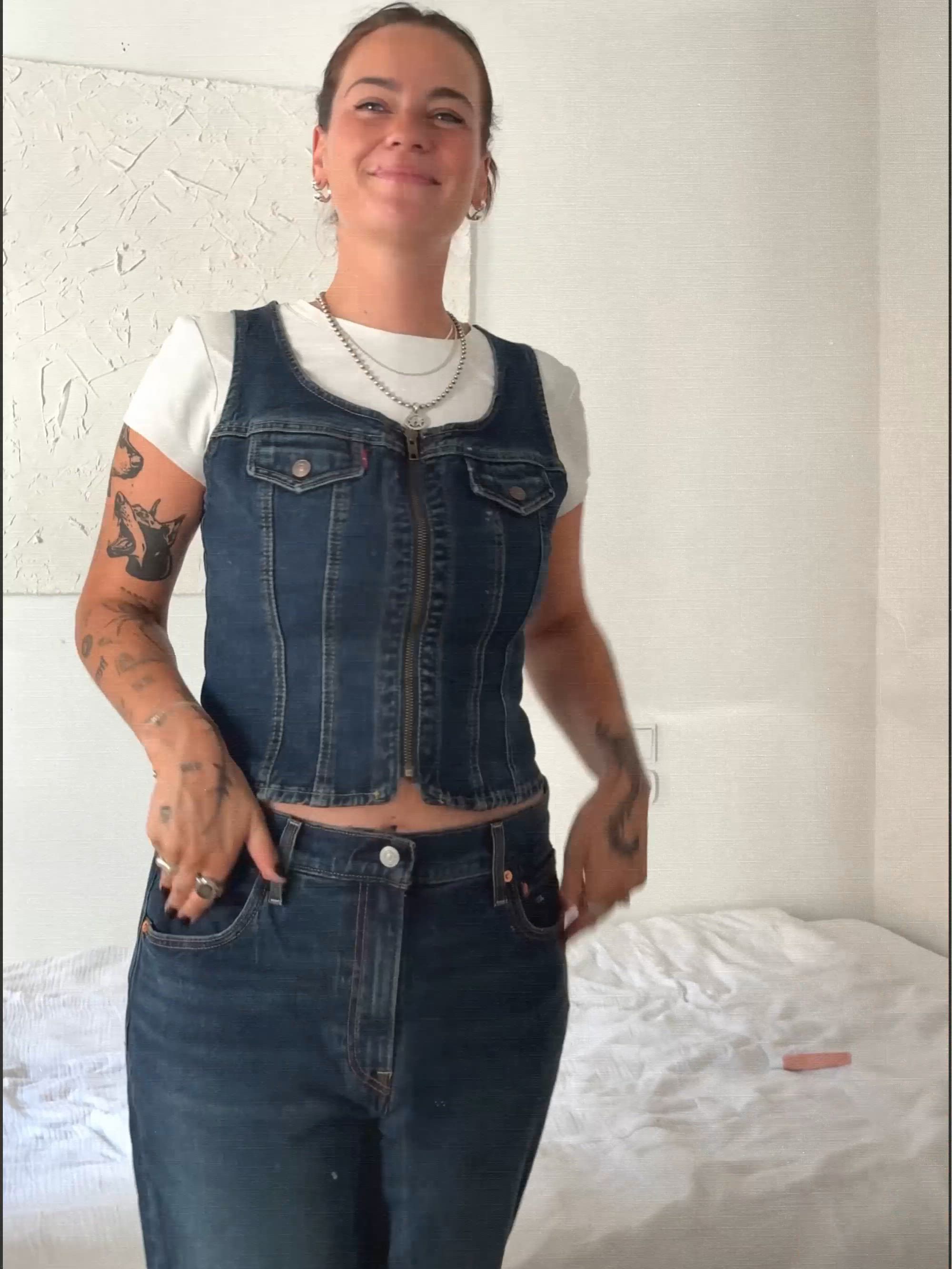 Vintage Zip Vest + Ribcage Flare Jeans