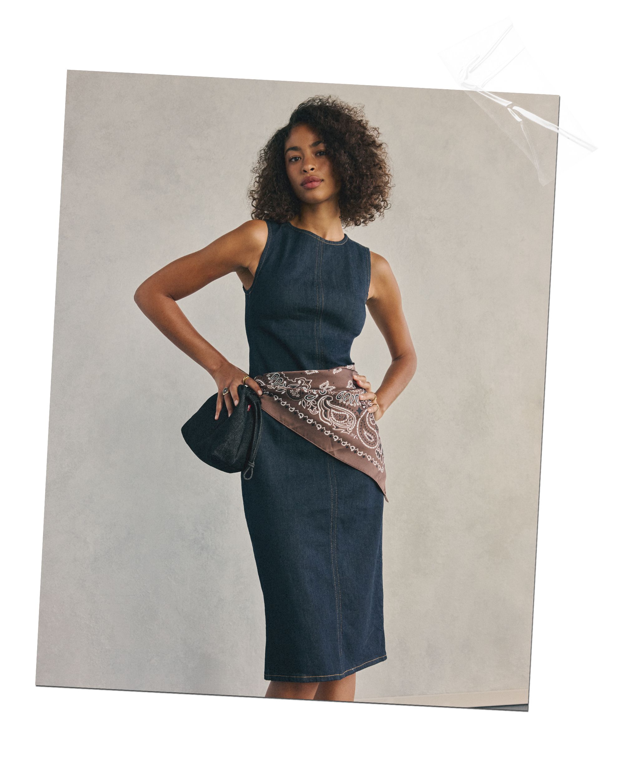 Midi Denim Dress With a Bandana