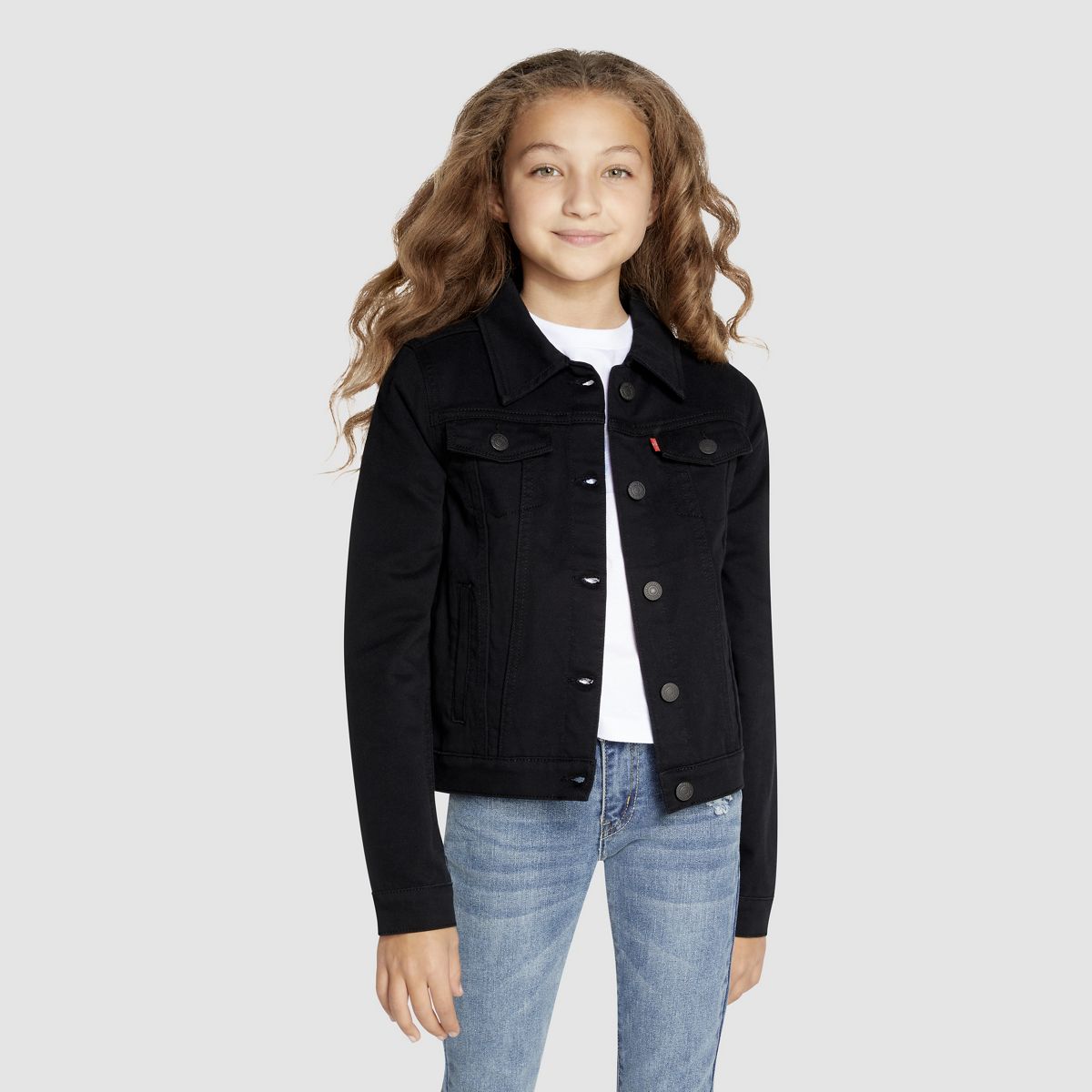 Trucker Jacket Big Girls 7-16 — Black