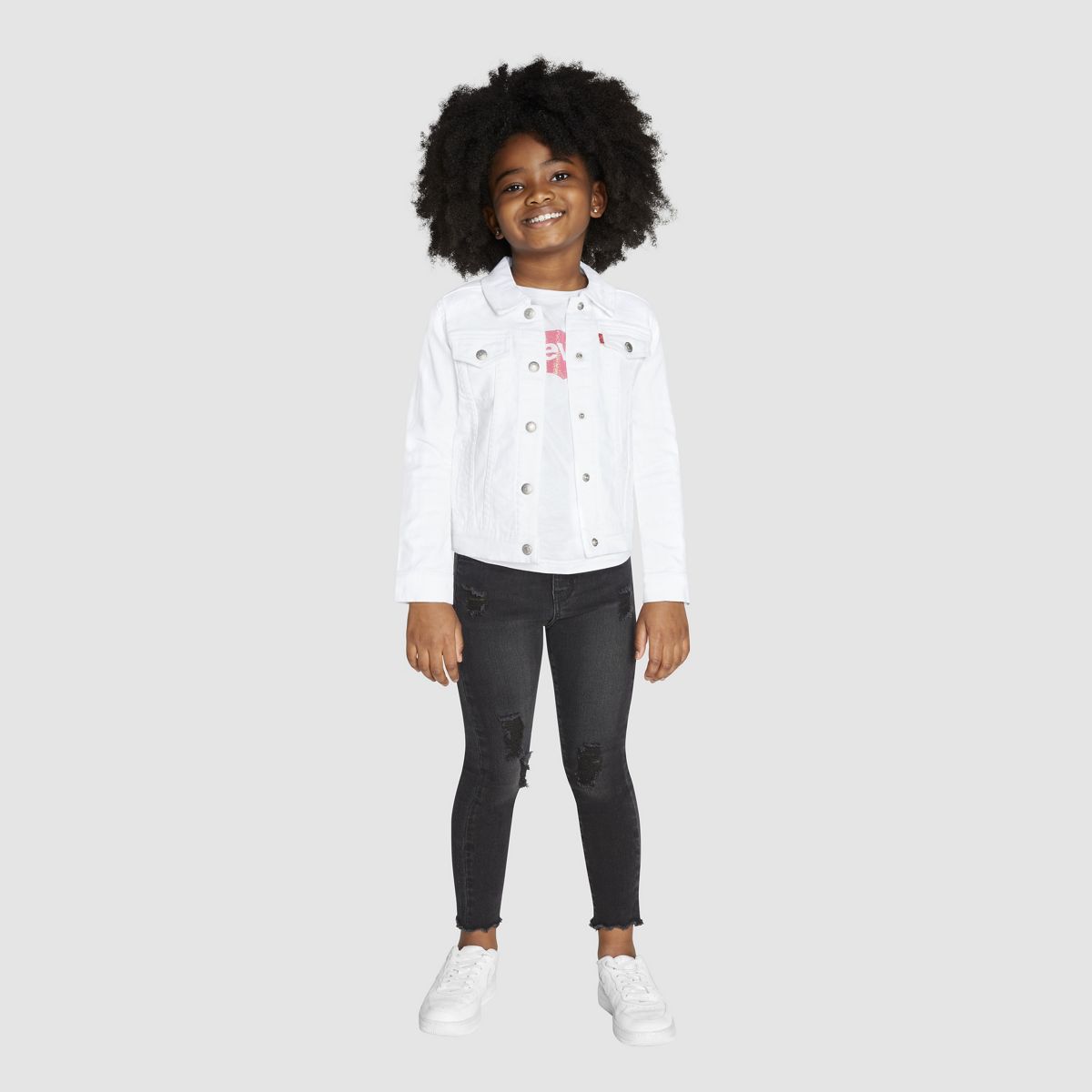 Trucker Jacket Little Girls 4-6 — White