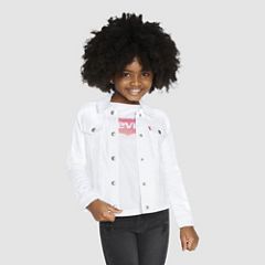 Trucker Jacket Little Girls 4-6 — White 2
