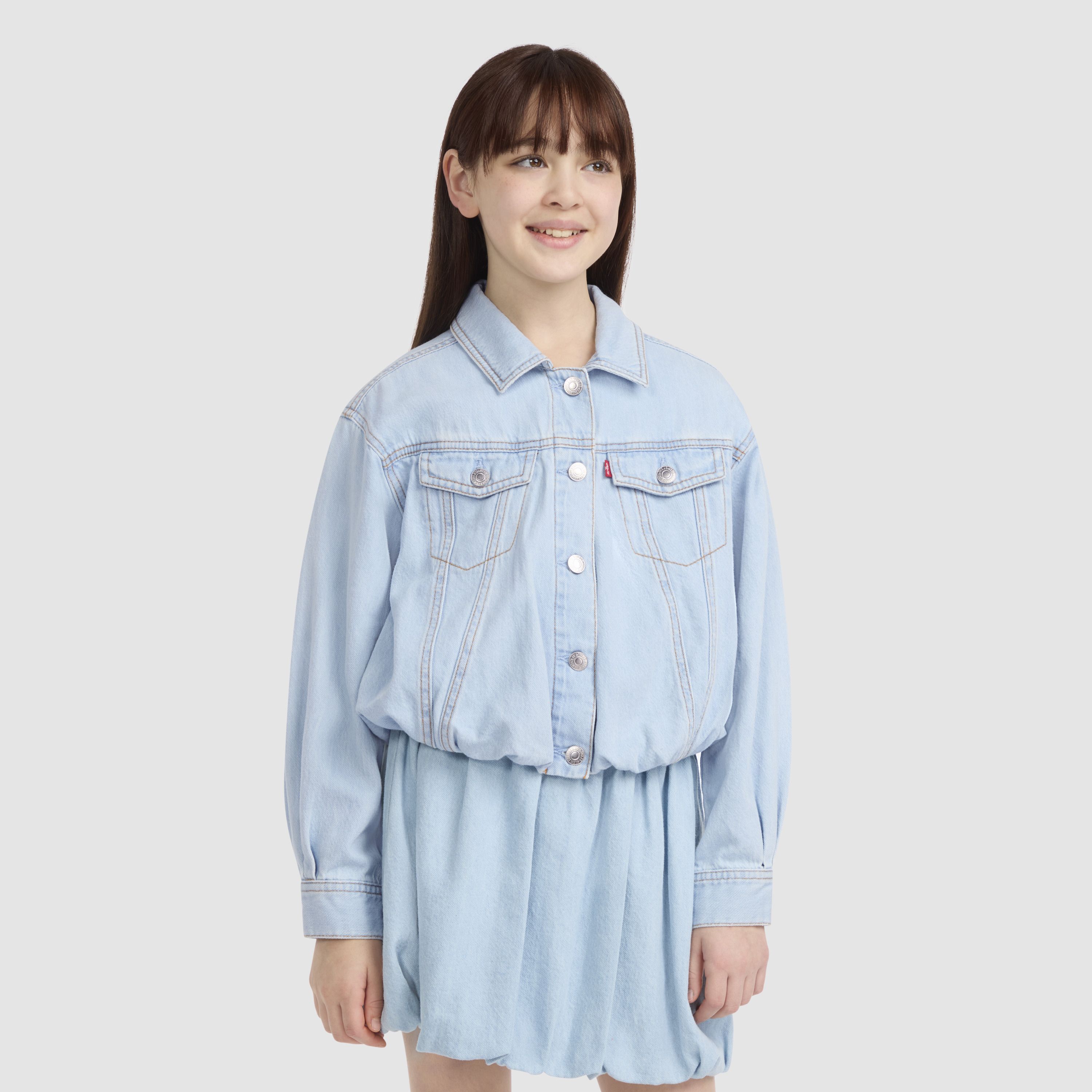 Bubble Denim Trucker Jacket Big Girls 7-16 1