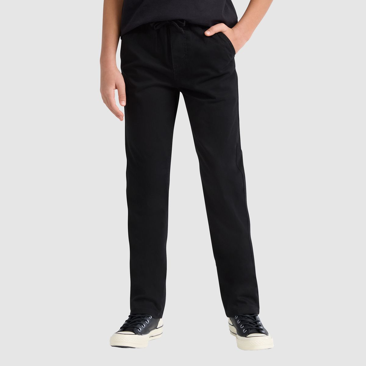 Pull-On Slim Sueded Pants Big Boys 8-20 — Black - Charcoal