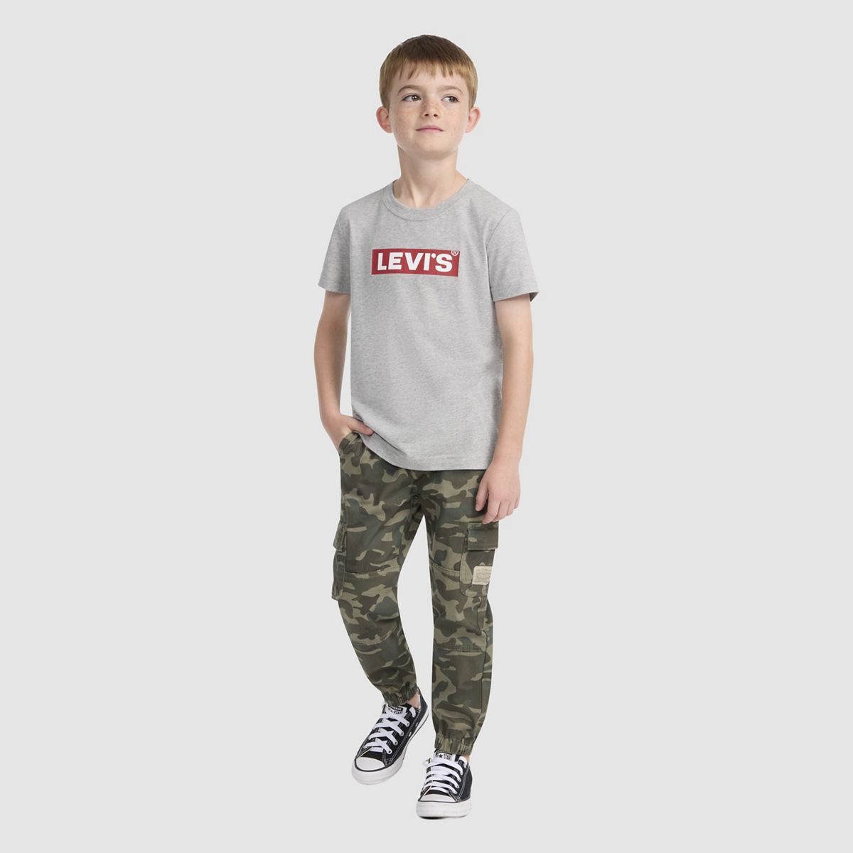 Relaxed Cargo Joggers Little Boys 4-7 — Olive Night Camo - Green