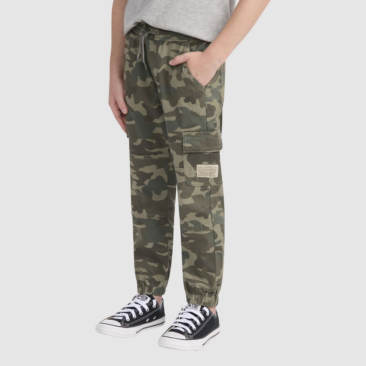 Relaxed Cargo Joggers Little Boys 4-7 — Olive Night Camo - Green