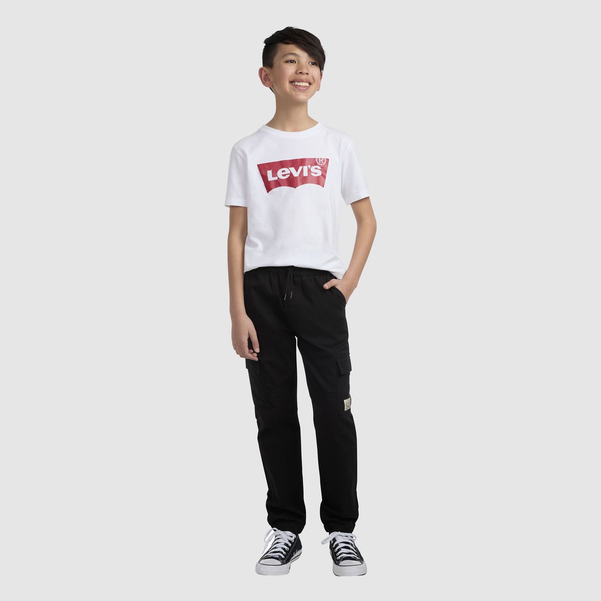 Relaxed Cargo Joggers Big Boys 8-20 — Black