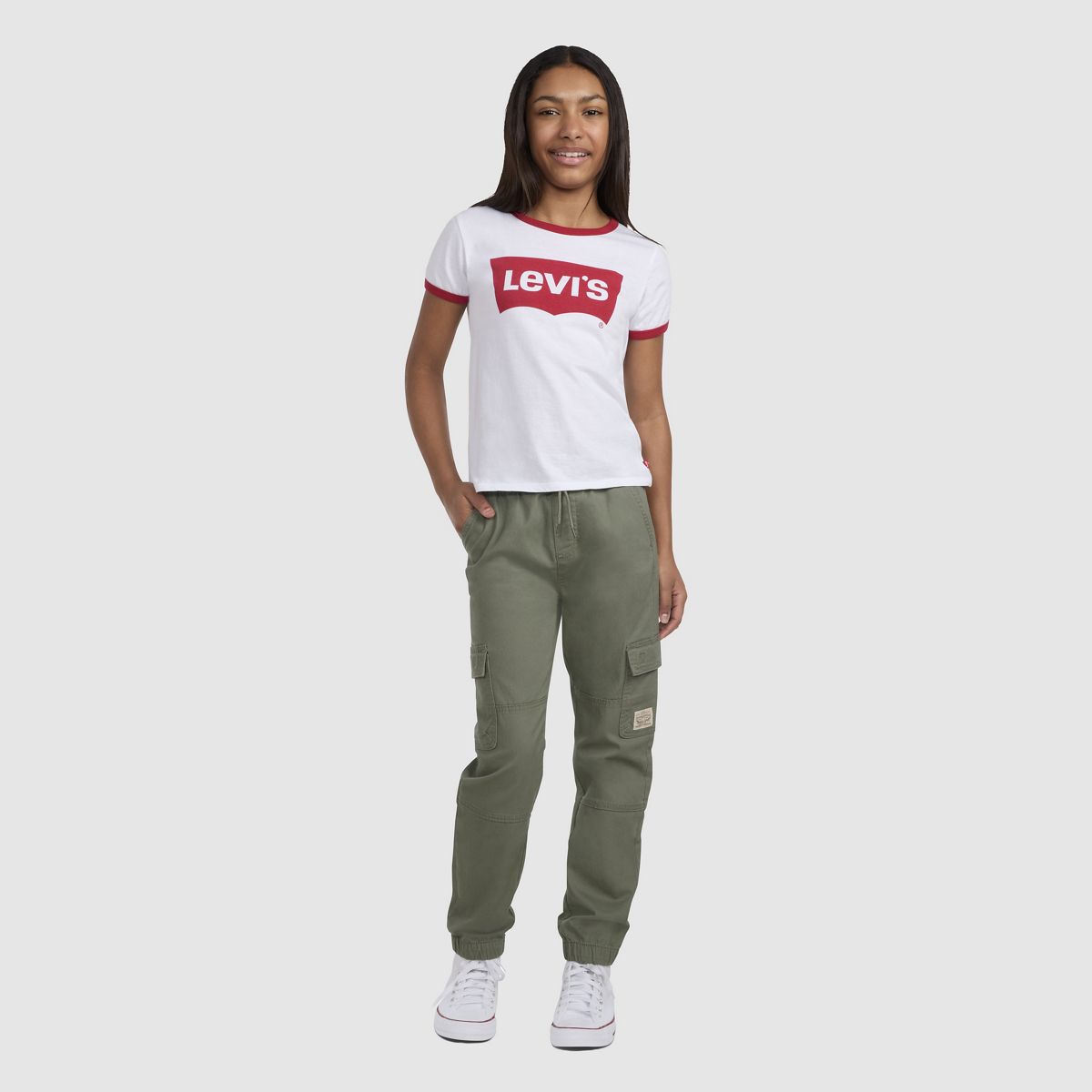 Relaxed Cargo Joggers Big Boys 8-20 — Dusty Olive - Green