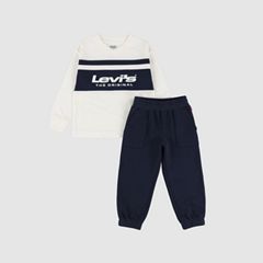 Colorblock Twofer & Pants Set Toddler Boys 2T-4T — Egret - Blue 1