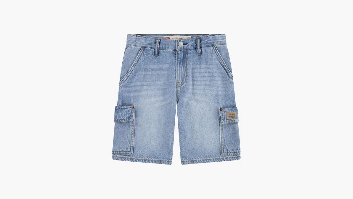 Denim Cargo Shorts Little Boys 4-7 — From Scratch No Destruction - Light Wash