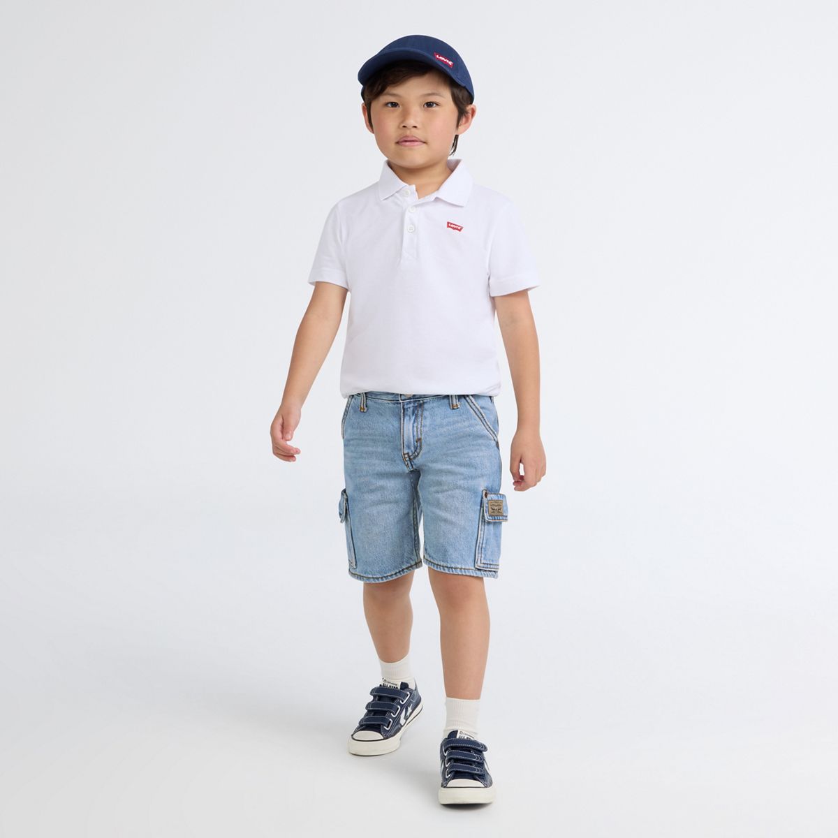 Denim Cargo Shorts Little Boys 4-7 — From Scratch No Destruction - Light Wash
