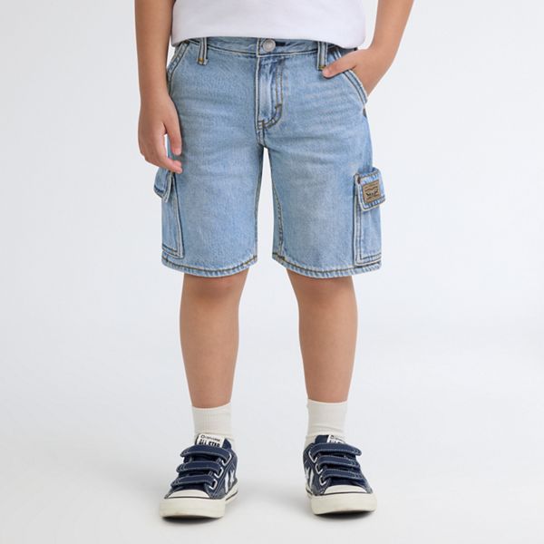 Denim Cargo Shorts Little Boys 4-7 — From Scratch No Destruction - Light Wash