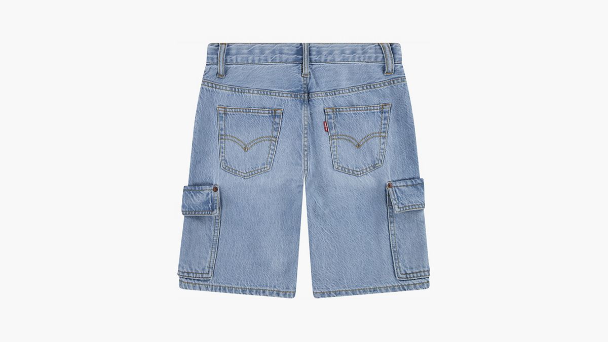Denim Cargo Shorts Big Boys 8-20 — From Scratch No Destruction - Light Wash
