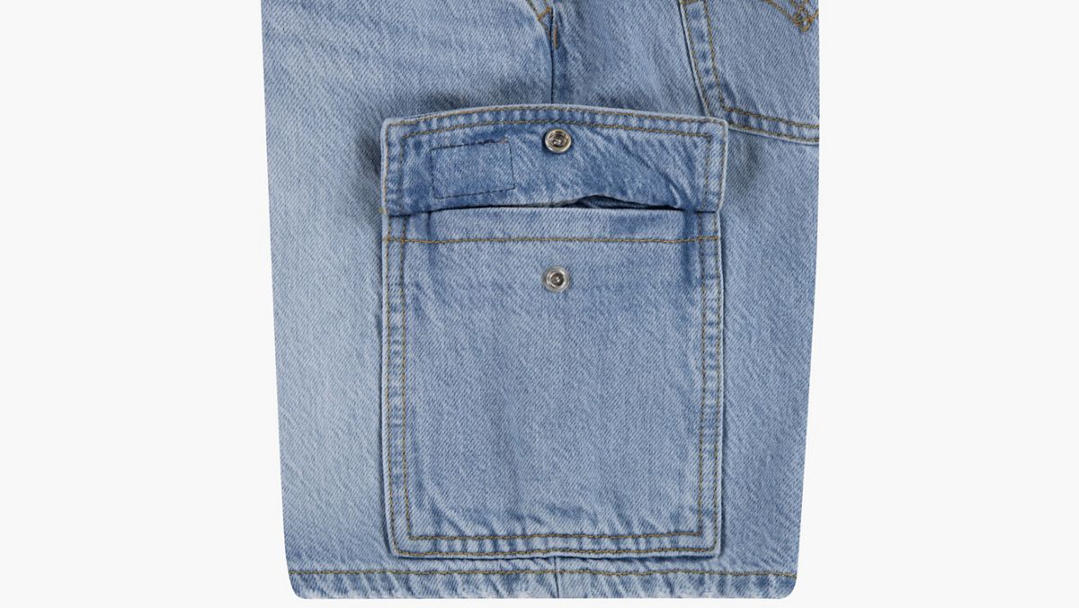 Denim Cargo Shorts Big Boys 8-20 — From Scratch No Destruction - Light Wash