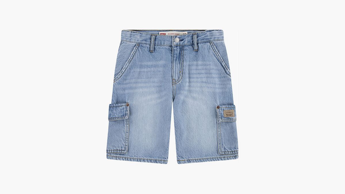 Denim Cargo Shorts Big Boys 8-20 — From Scratch No Destruction - Light Wash