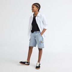 Denim Cargo Shorts Big Boys 8-20 — From Scratch No Destruction - Light Wash 5