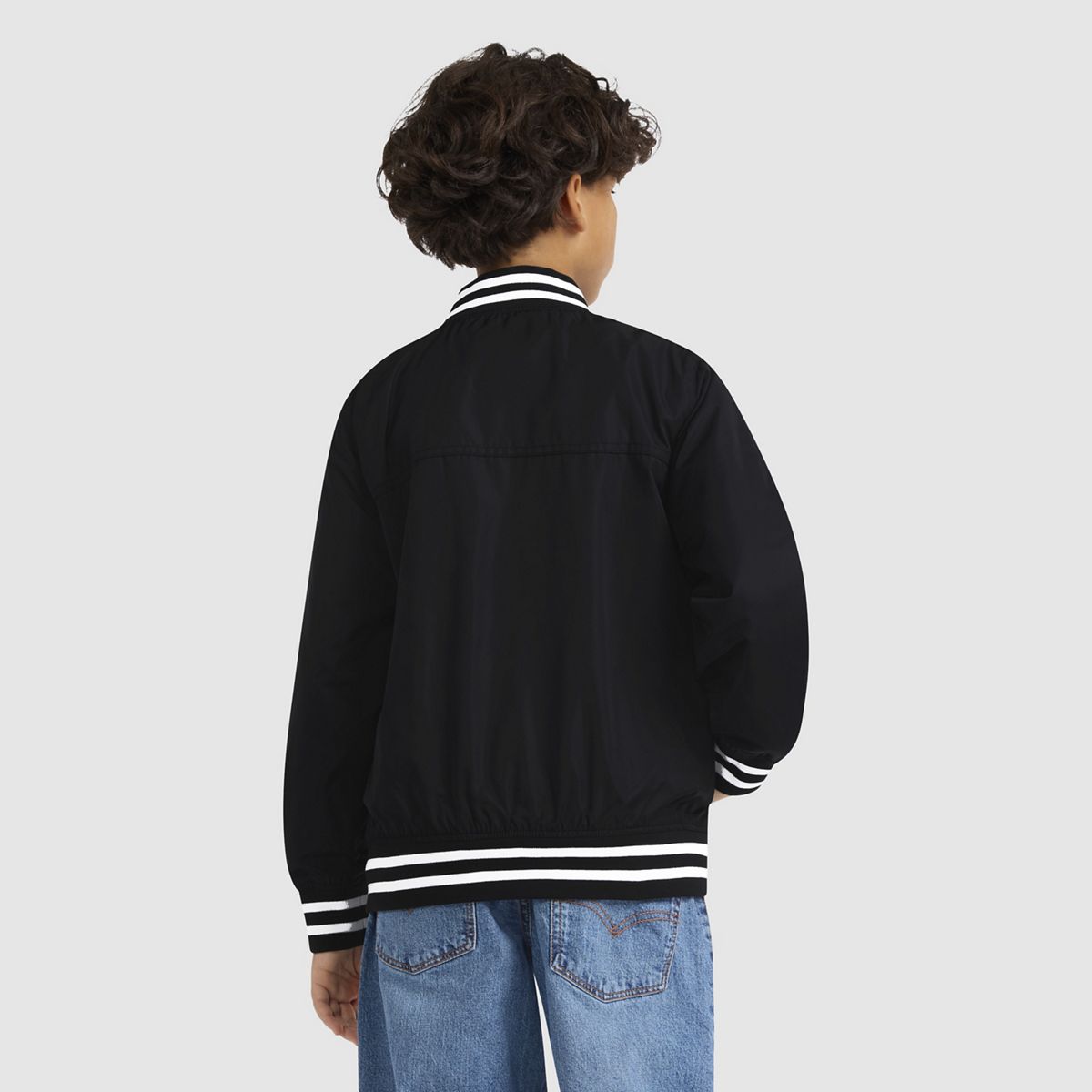 Mesh Lined Bomber Jacket Big Boys 8-20 — Black Stretch