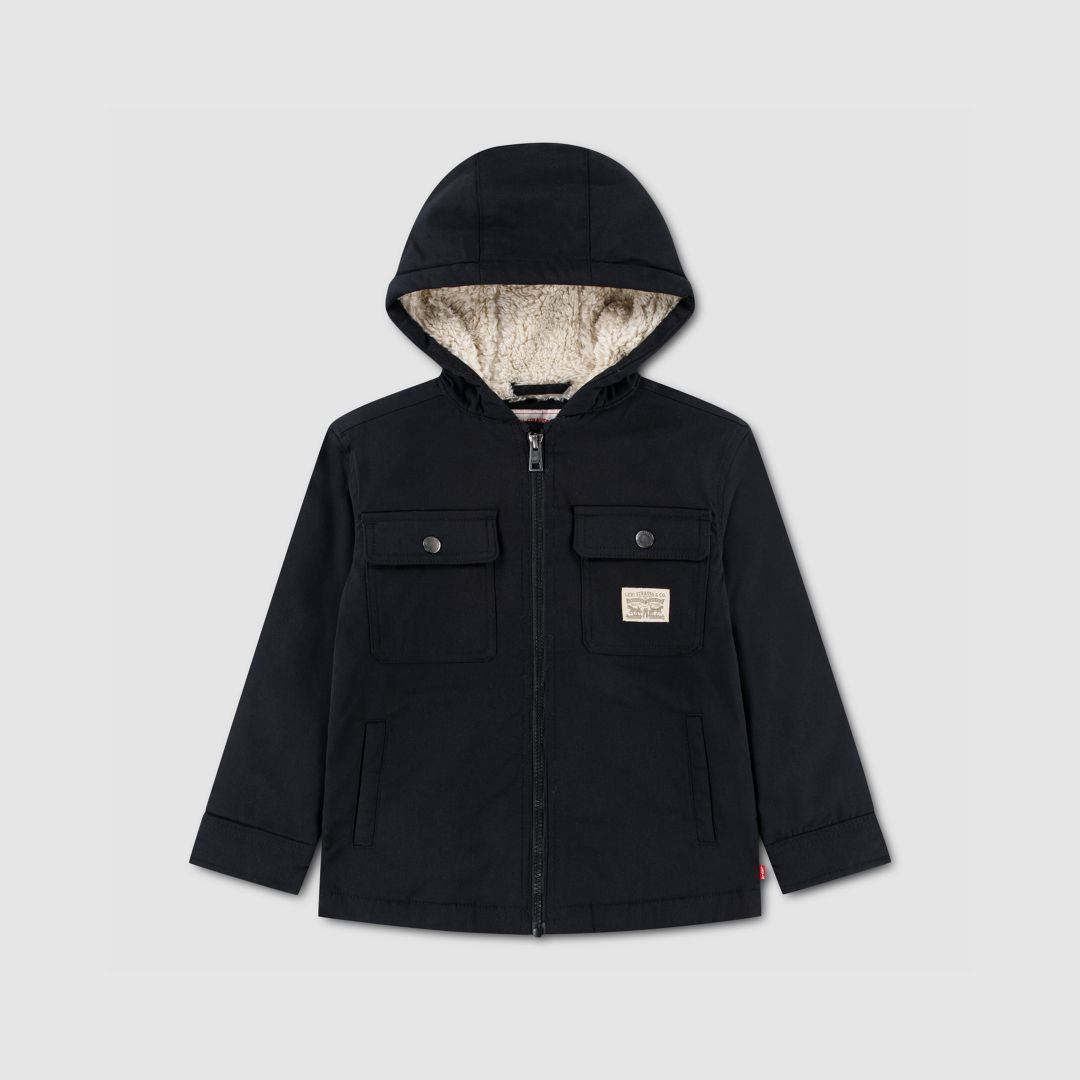 Levi's Boys' 4-7 Sherpa-Lined Hooded Jacket - Jet Black