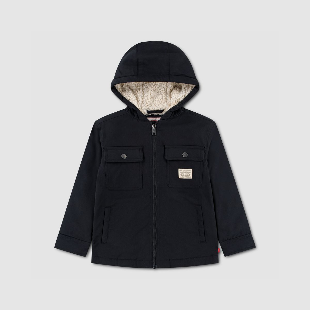 Hooded Sherpa Lined Jacket Little Boys 4-7 — Jet Black - Black