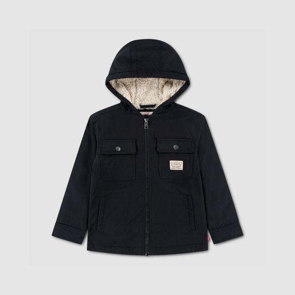 Hooded Sherpa Lined Jacket Little Boys 4-7 — Jet Black - Black