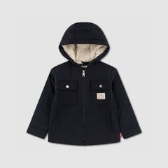 Hooded Sherpa Lined Jacket Toddler Boys 2T-4T — Jet Black - Black 1