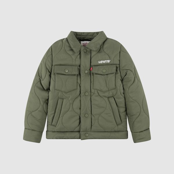 Quilted Trucker Jacket Little Boys 4-7 — Four Leaf Clover - Green
