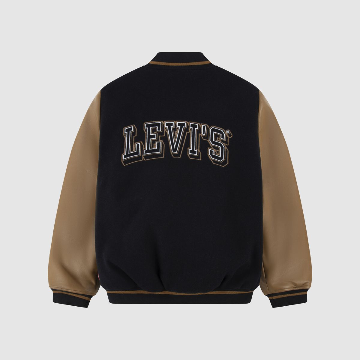 Chenille Patch Varsity Jacket Big Boys 8-20 — Black - Charcoal